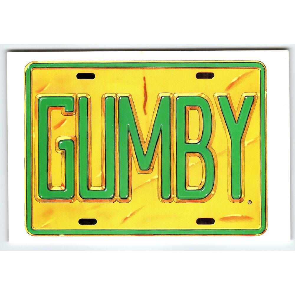 Vintage 1986 Gumby License Plate Postcard by Art Clokey